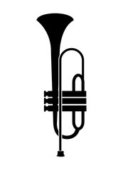 Trumpet music instrument icon with black and white design, vector illustration image.
