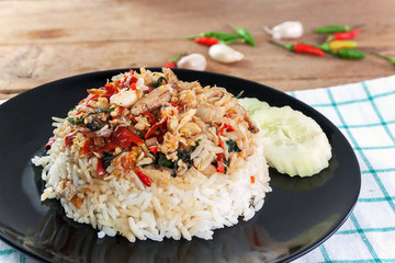 Basil fried rice with crabmeat