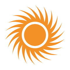 yellow abstract sun icon over isolated background, vector illustration 