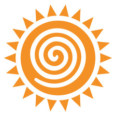 yellow abstract sun icon over isolated background, vector illustration 