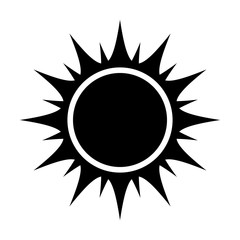 black and white abstract sun icon over isolated background, vector illustration 