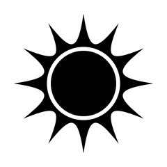 black and white abstract sun icon over isolated background, vector illustration 