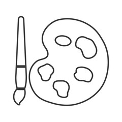 black and white painting materials front view over isolated background, vector illustration 