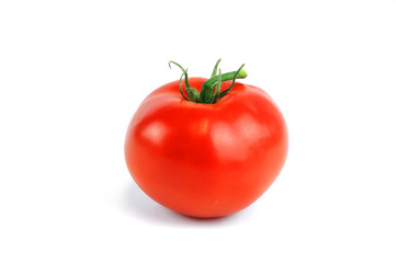 single fresh tomato isolated on white background