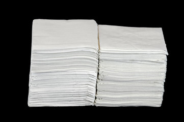 stack napkins isolated on black ground