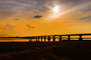 bridge sunset silhouette.