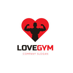 Fitness logo,Gym Logo,Love fitness symbol, Brand identity for sports and healthy style.