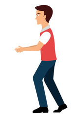 Young male walking, isolated colorful cartoon, vector illustration eps10.