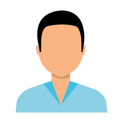 Young male profile with black hair and blue tshirt, vector illustration eps10.