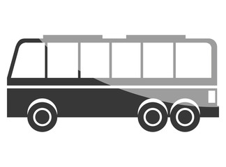 Black and white bus line icon isolated on white background, vector illustration.