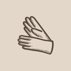 Gloves sketch icon.