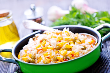 boiled rice with vegetables
