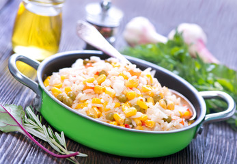boiled rice with vegetables