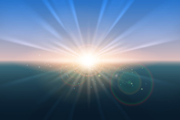 Sunrise vector. Sky and sun blur glow background