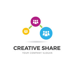 Social logo, People symbol, Connection brand identity.
