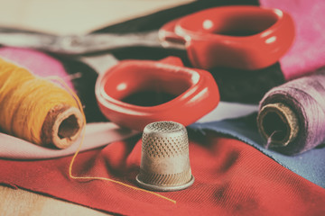 Sewing stuff. Selective focus