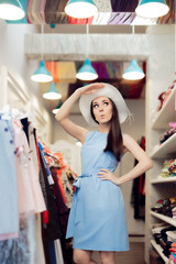 Cute Summer Fashionista Girl in Fashion Store