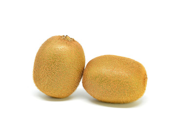 Two kiwi fruit isolated on white background