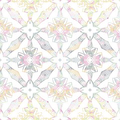 Colorful linear decorative seamless pattern. Multicolor ornamental lines. Vector illustration.