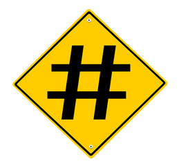 caution sign with hashtag