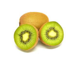 Kiwi fruit and sliced isolated on white background