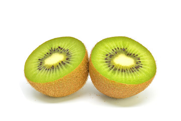 Fototapeta premium Kiwi fruit sliced in half isolated on white background