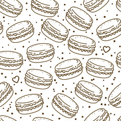 Seamless pattern with sweet macarons