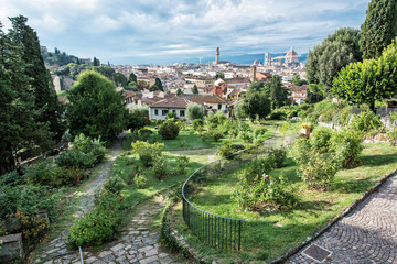 View from Giardino delle Rose to the city of Florence, Tuscany