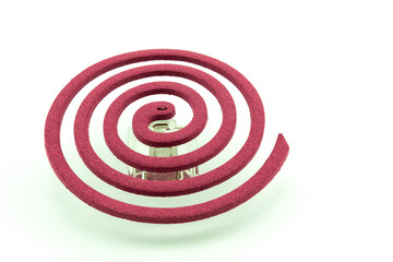 Close up mosquito coil isolated on white background