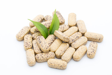 Alternative Medicine. Vitamin capsules. Homeopathic supplement.