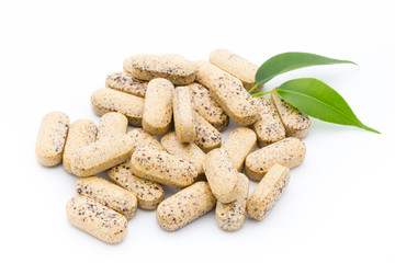 Alternative Medicine. Vitamin capsules. Homeopathic supplement.