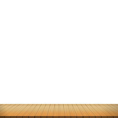 Brown wood floor on white background empty room with space vecto