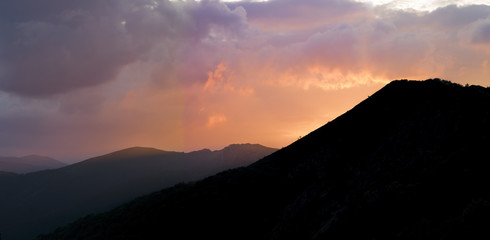 Sunset over Balkan mountain, Bulgaria