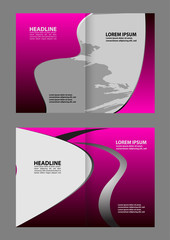 Vector empty bi-fold brochure print template purple design
