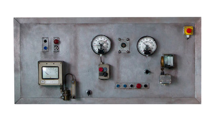 Close up rustic control panel of old machine