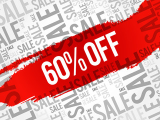 60% OFF Sale words cloud, business concept background