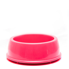 pink Pet Bowl Isolated on White Background.