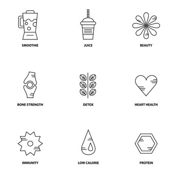 Juice therapy vector icon set 