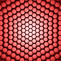 Bright Futuristic Red Hexagon Blocks Background