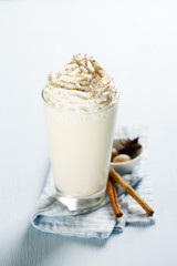 Hot milk drink with whipped cream
