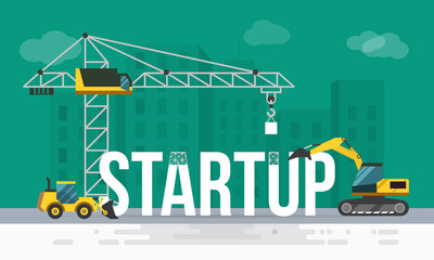 Modern vector illustration word concept for startup.Business concept web banner.