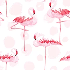 Afwasbaar Fotobehang Flamingo Roze flamingo naadloos patroon