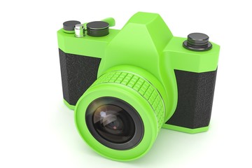 Retro camera isolated on white background. 3d rendering.