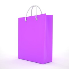 Paper Shopping Bag isolated on white background. 3d rendering.