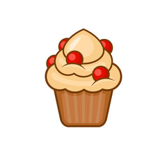 Muffin Icon. Cupcake on White Background. Vector