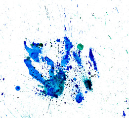 Fototapeta premium Paint watercolour splatter blue. Watercolors spot blotch isolated