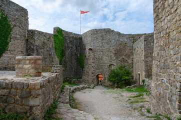 Walls of ancient fortress in Old Bar, Montenegro