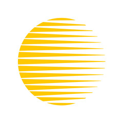 Sun logo. Round circle triangle lines halftone style summer background