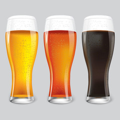 Three Glasses of different beer.