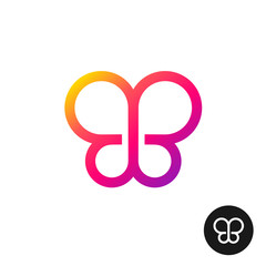 Colorful butterfly logo. Linear geometric style circles symbol.